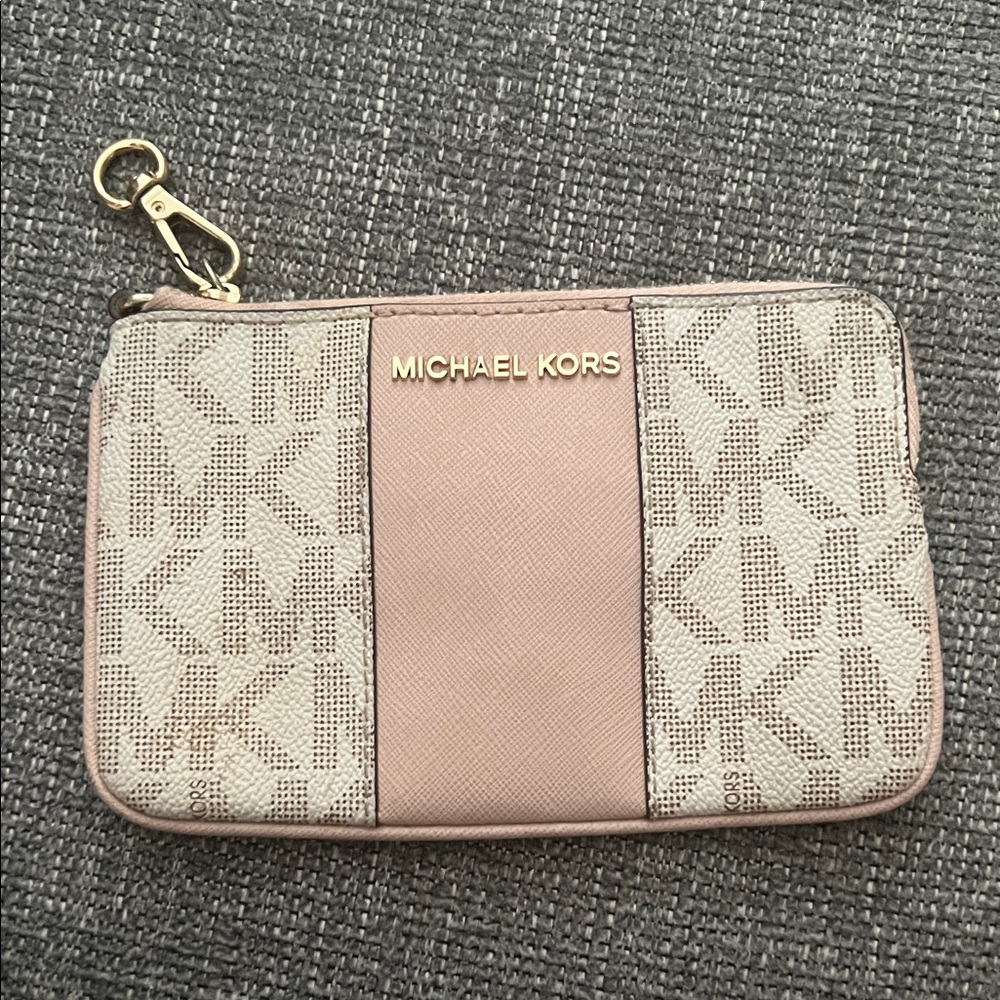 Michael Kors Monogram Beige Wristlet